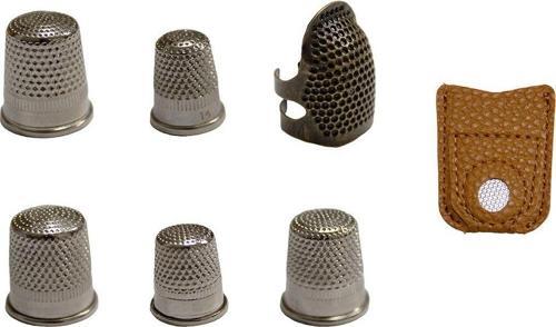 Terzi Parmak İğne Koruyucu Metal Kapalı Ve Deri Geçmeli Yüksük 7Li Seti