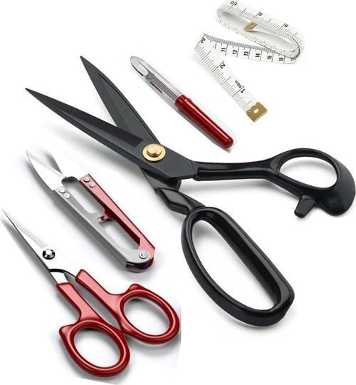 8 Numara Siyah Saplı Çelik Somunlu Profesyonel Kumaş Kesim Makası Set