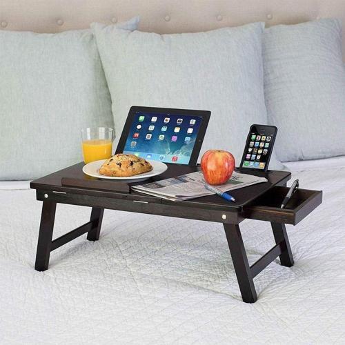 Katlanabilir Eğim Ayarlı Ahşap Portatif Tablet Laptop Sehpası Kitap Çalışma Kahvaltı Keyif Masası