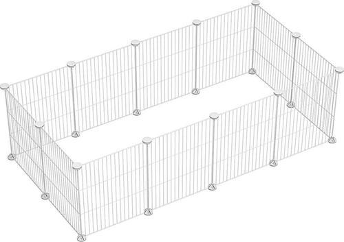 12 Panel Metal Beyaz Renk Evcil Küçük Hayvan Kedi Köpek Kuş Evi Kafesi Oyun Parkı