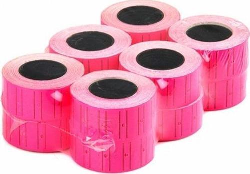 Motex Fiyat Etiketleme Makinesı Pembe Floresan Renk Etiketi 24 Rulo