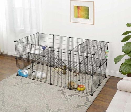 24 Panel Küçük Hayvan Kedi Köpek Kuş Evi Kafesi Oyun Parkı Portatif Modüler Taşınabilir Metal Tel