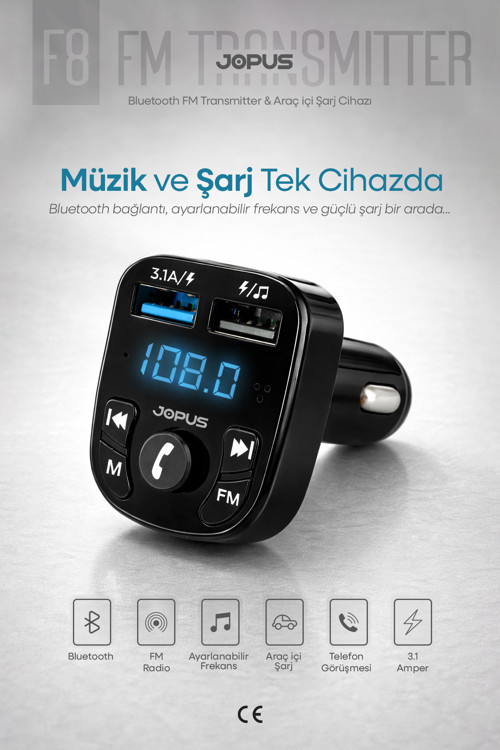Bluetooth FM Transmitter Kablosuz Araç İçi Kiti Çakmaklık Şarj Aleti Oto MP3 Çalar USB Araba Müzik Adaptörü