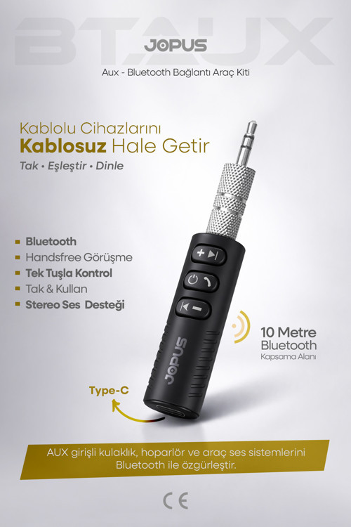 Bluetooth Aux Araç Kiti Bluetooth 5.0 Hd Ses Kalitesi Kesintisiz Bağlantı