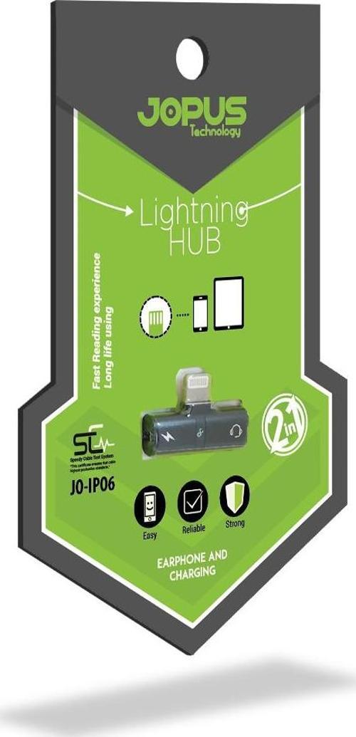 JO-IP06 iPhone 7 / 8 ile Uyumlu Şarj ve Kulaklık Çoklayıcı Şarj Çevirici Aparat Siyah