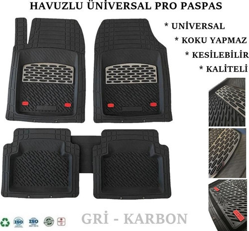 Hyundai i20 2015 Uyumlu Derin Havuzlu Pro Paspas Siyah - Gri