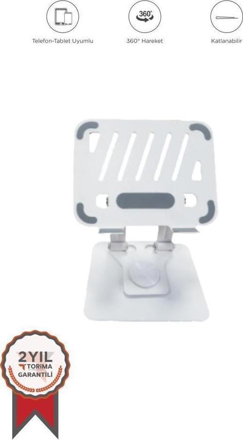 JX-045 Beyaz Katlanabilir  Masaüstü Telefon Ve Tablet Standı Tablet / Telefon Tutucu