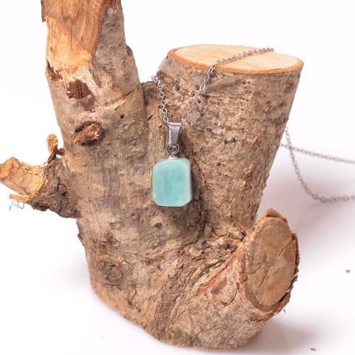 Amazonit Taşı Kolye - Çelik Malzemeli (Kararmaz)