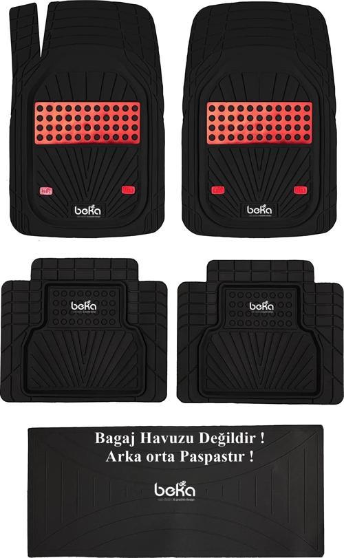 Toyota Aygo 2009 UYUMLU HAVUZLU ÜNIVERSAL YENİ NESİL PLUS PASPAS SİYAH - KIRMIZI