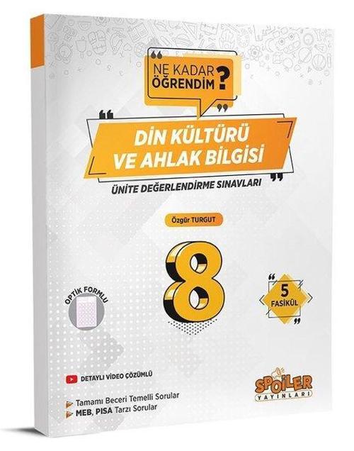 8.Sınıf Din Kültürü ve Ahlak Bilgisi Ünite Değerlendirme Sınavı
