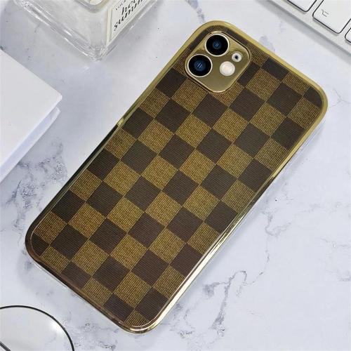 İphone 11 Marble Parlak Mermer Desenli Cam Kare Telefon Kılıfı