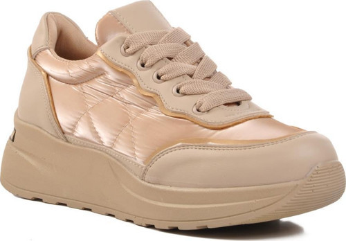 7684 Bej Bağcıklı Kadın Sneaker
