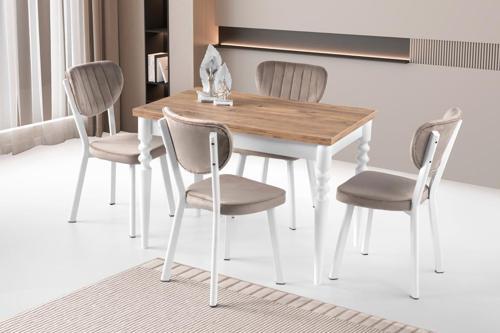 Cunda Elma Ahşap Masa Sandalye Takımı 70x110