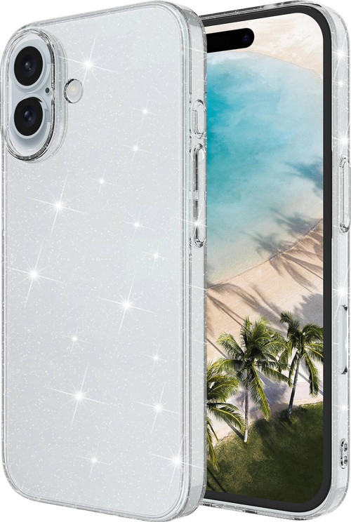 Apple iPhone 16 Kılıf Parlayan Simli Şeffaf Zore Redos Kapak