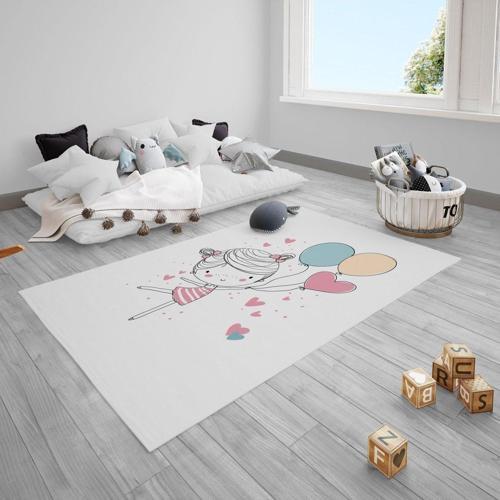 Dans Eden Kız, Renkli Balonlar Çocuk Bebek Odası Halısı
