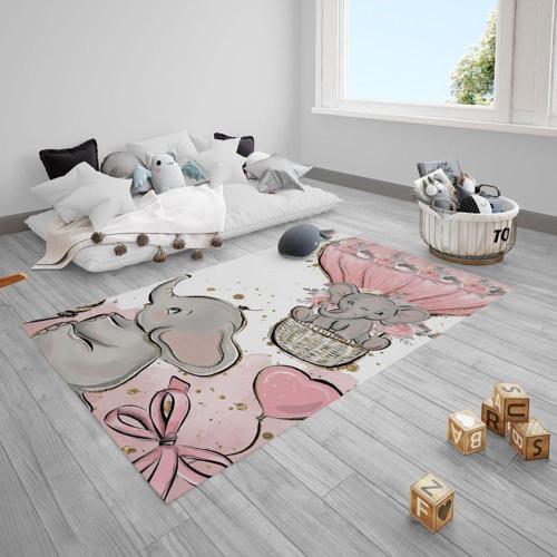 Uçan Balon,filler, Kurdale Çocuk Bebek Odası Halısı