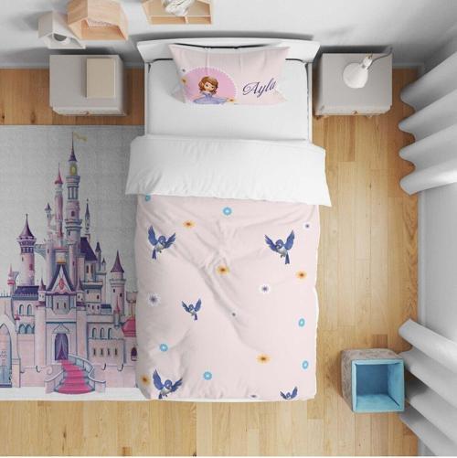 Çocuk Bebek Nevresim Takımı Çiçekli Kuşlu