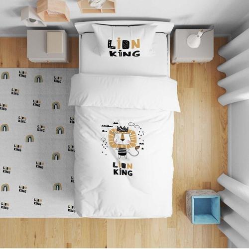 Çocuk Yatak Örtüsü Hediye Yastık Kılıfı Taclı Aslan Lion King