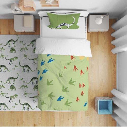 Çocuk Bebek Nevresim Takımı Yeşil Dinozorlar