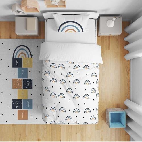 Çocuk Bebek Nevresim Takımı Serpme Puantiyeler Gökkuşağı