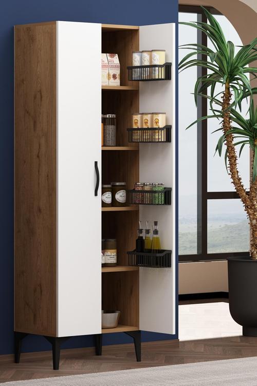 Palo Sepet Raflı Sepet Beyaz 4 Raflı Çok Amaçlı Dolap Erzak Banyo Dolabı
