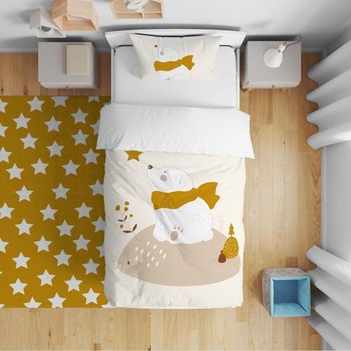 Çocuk Bebek Nevresim Takımı Sevimli Beyaz Ayıcık