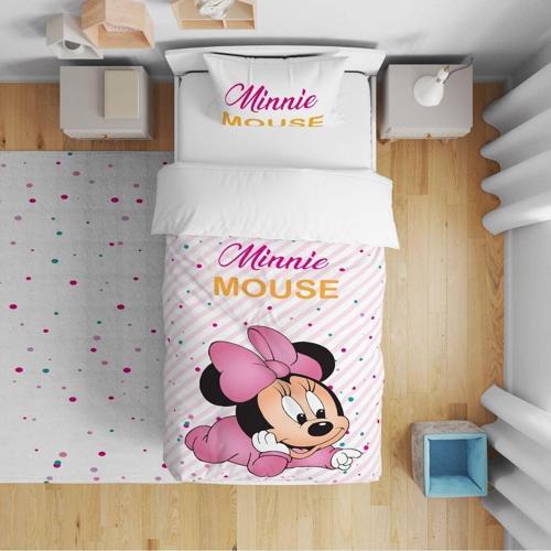 Çocuk Yatak Örtüsü Hediye Yastık Kılıfı Puantiyeli Minnie Mouse