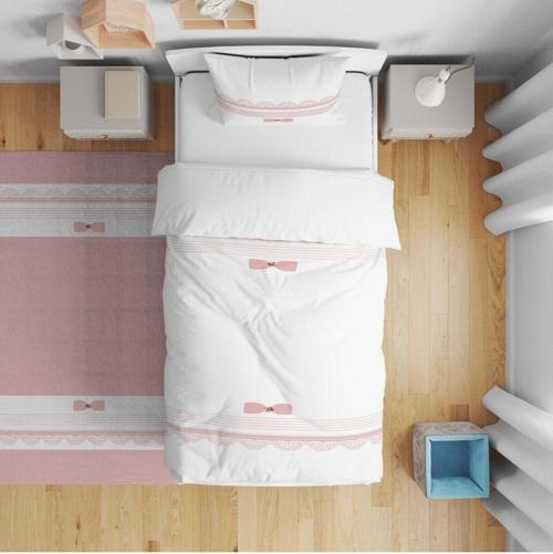 Çocuk Bebek Nevresim Takımı Dantelli ve Fiyonklu Desen