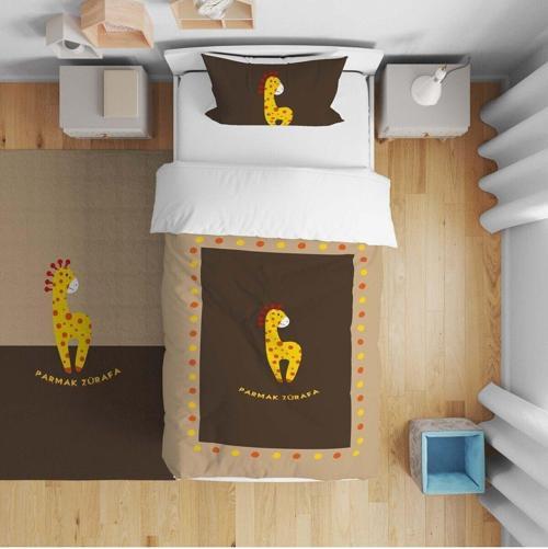 Çocuk Yatak Örtüsü Hediye Yastık Kılıfı Benekli Sevimli Zürafa