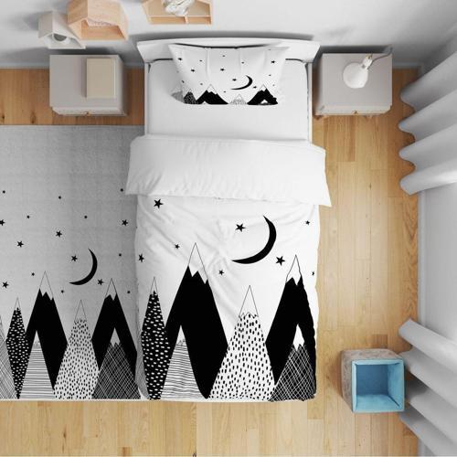 Yatak Örtüsü Iskandinav Dağlar 140x220 - Yastık Kılıfı Hediye