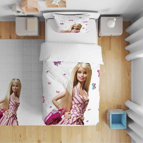 Yatak Örtüsü Barbie 140x220 - Yastık Kılıfı Hediye