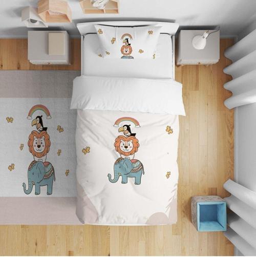 Çocuk Bebek Nevresim Takımı Filli Aslanlı Karga Gökkuşağı