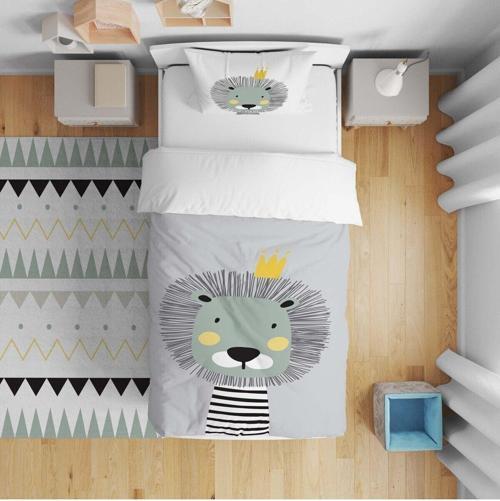 Çocuk Bebek Nevresim Takımı Taçlı Aslan