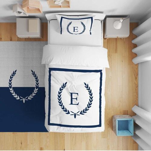 Çocuk Bebek Nevresim Takımı Başak Harfli Lacivert