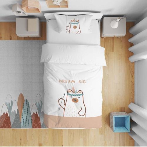 Çocuk Yatak Örtüsü Hediye Yastık Kılıfı Kızılderili Ayıcık Dream Big
