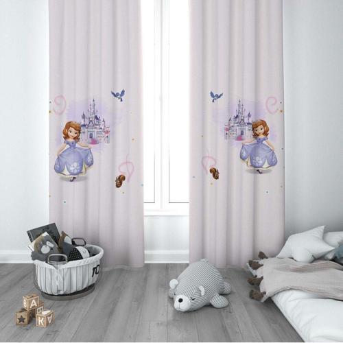 1 Kanat Çocuk Odası Perdesi Fon Perde Prensesli Şato ve Sincap