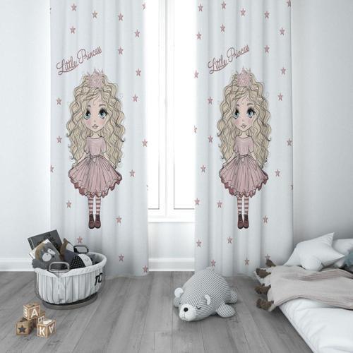 1 Kanat Çocuk Odası Perdesi Fon Perde Yıldızlı Little Princess