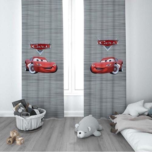1 Kanat Çocuk Odası Perdesi Fon Perde Arabalı Şimşek Mcqueen
