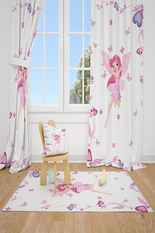 2 Kanat Winxclub Kelebek Kanatlı Peri Çocuk Odası Perdesi Fon Perde
