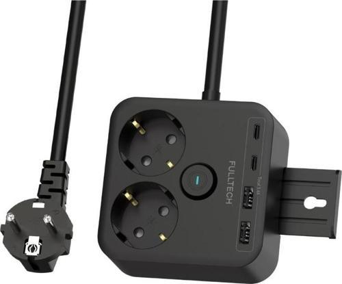 Siyah Termal Akım Korumalı 2 Li Priz 2x Type C 2x USB 3680 W FTR-21