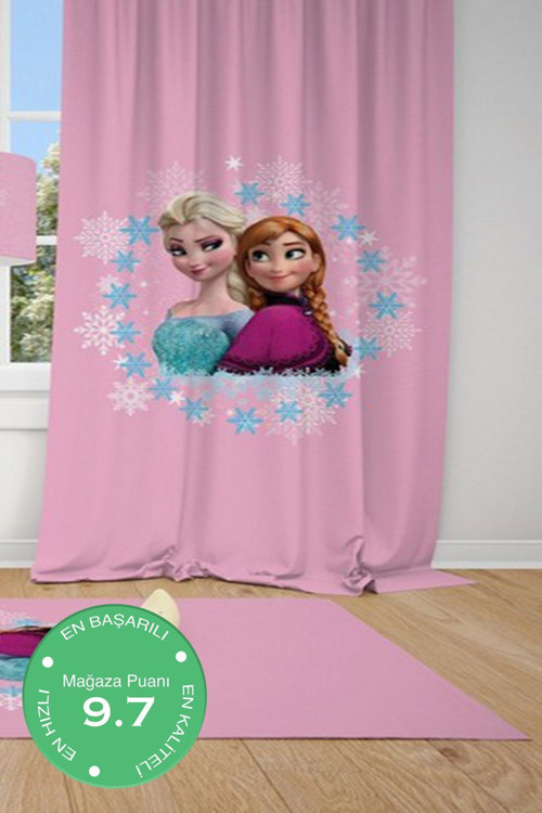 1 Kanat Cici Halı Çizgi Prensesler Çocuk Bebek Odası Fon Perde