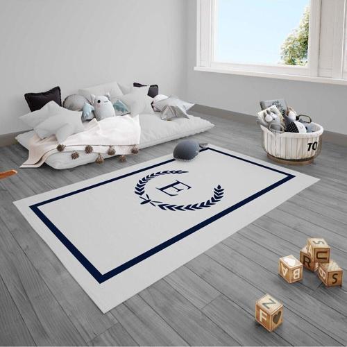 Çocuk Bebek Odası Halısı Başak Harfli Lacivert