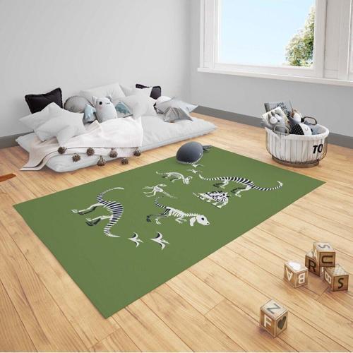 Çocuk Bebek Odası Halısı Yeşil Dinozorlar