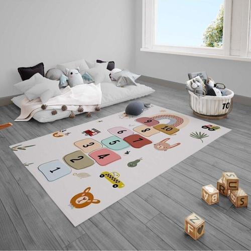 Çocuk Bebek Odası Halısı Seksek Ayılı Tavşanlı ve Geyikli