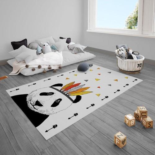 Çocuk Bebek Odası Halısı Kızılderili Panda