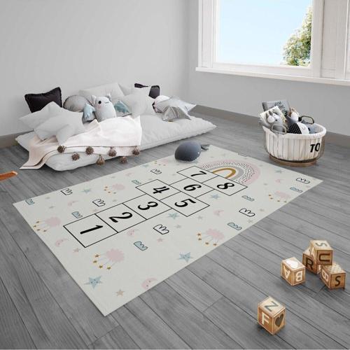 Çocuk Bebek Odası Halısı Seksek Gökkuşağı Puantiye