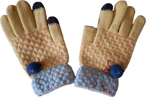 Tokalı Desenli Triko Renkli Fantazi Eldiven