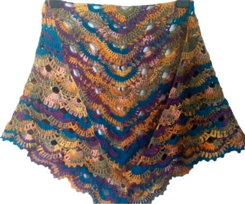 El Örgüsü Etnik Otantik Virüs Modeli Karışık Renk Küçük Boy Şal