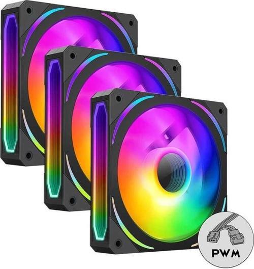 LS300 Premium ARGB 3x120mm 1200RPM Siyah Kontrolcülü Kasa Fanı