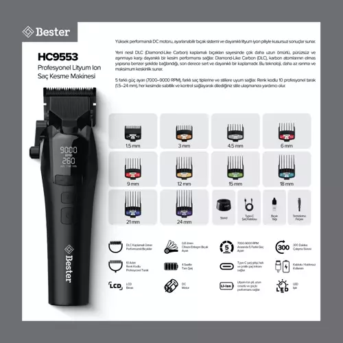 HC9553 Profesyonel Lityum Ion Saç Kesme Makinesi